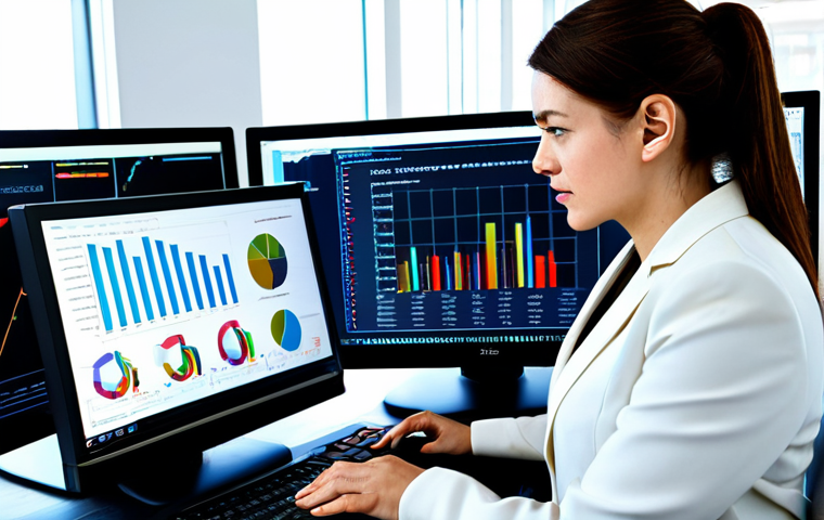 Research & Analysis**

"A focused businesswoman in a modern, bright office setting, analyzing market data on a laptop. She is wearing a professional, stylish blazer and dress pants. Charts and graphs are displayed on multiple monitors. The scene exudes a sense of competence and strategic thinking. Safe for work, fully clothed, appropriate attire, perfect anatomy, natural proportions, professional, family-friendly."

**