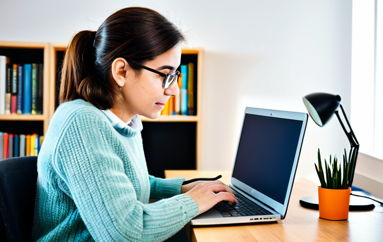 번역사 자격증으로 시작하는 번역사 생활 - Freelance Translator at Work**

A fully clothed woman, professional translator, working on her lapto...